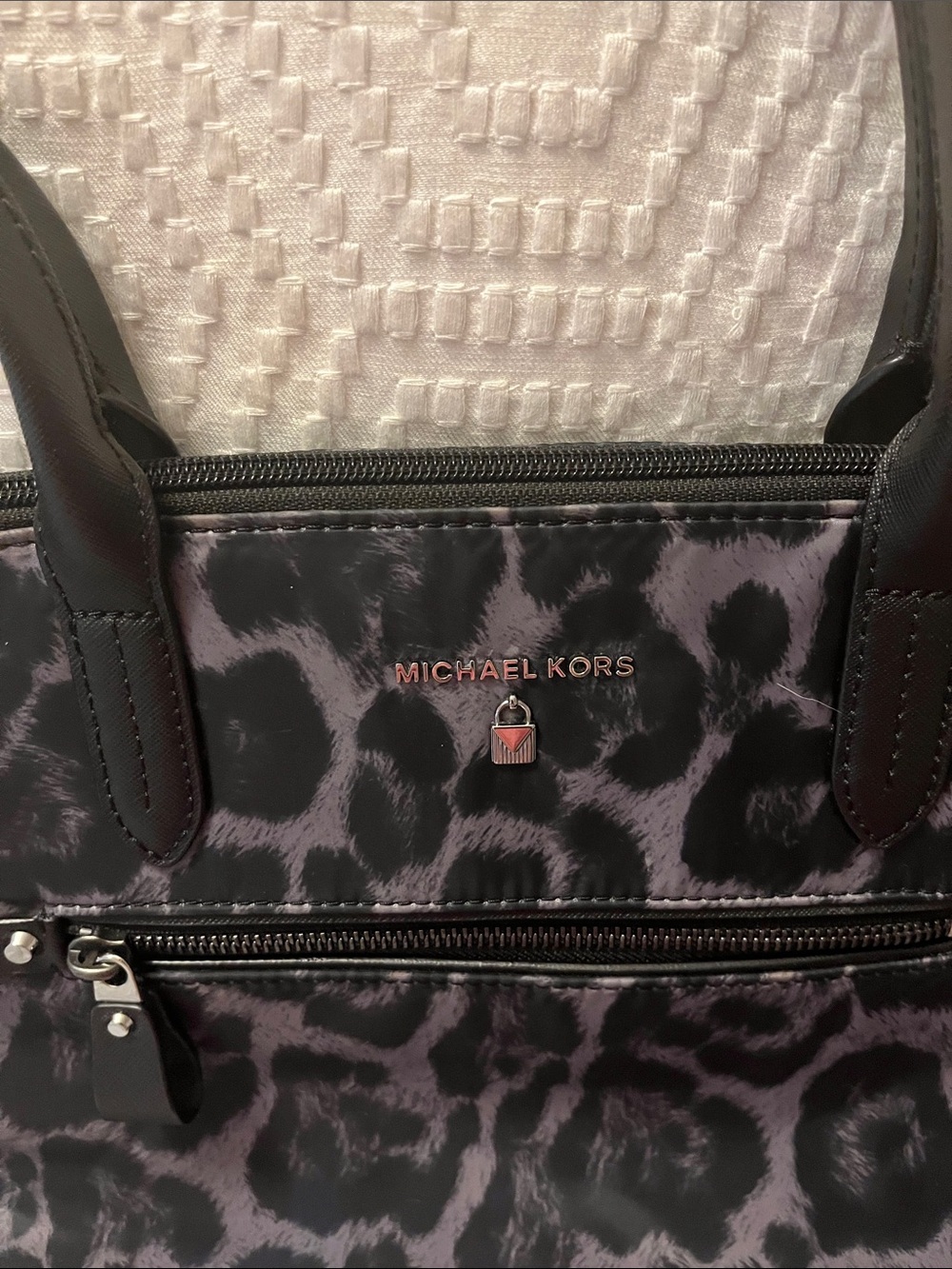 Michael Kors Black and Gray Leopard Print Tote - Picture 2 of 5